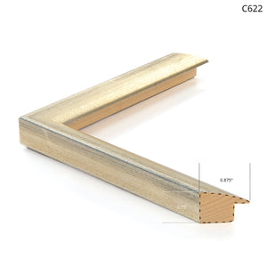Gold-toned wooden frame with a sleek design, showcasing a corner view.