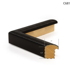 Black and wood picture frame with a textured finish, showcasing a corner view.