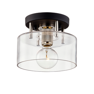 Bergamot Station Semi Flush 8.5" x 6.75" shown from a second angle to highlight the shade profile and mounting canopy.