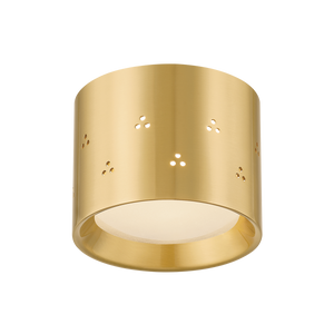 Edisto Flush Mount in aged brass — a Hudson Valley flush mount for hallways, bedrooms, and entryways at Laurie Yapp Home.