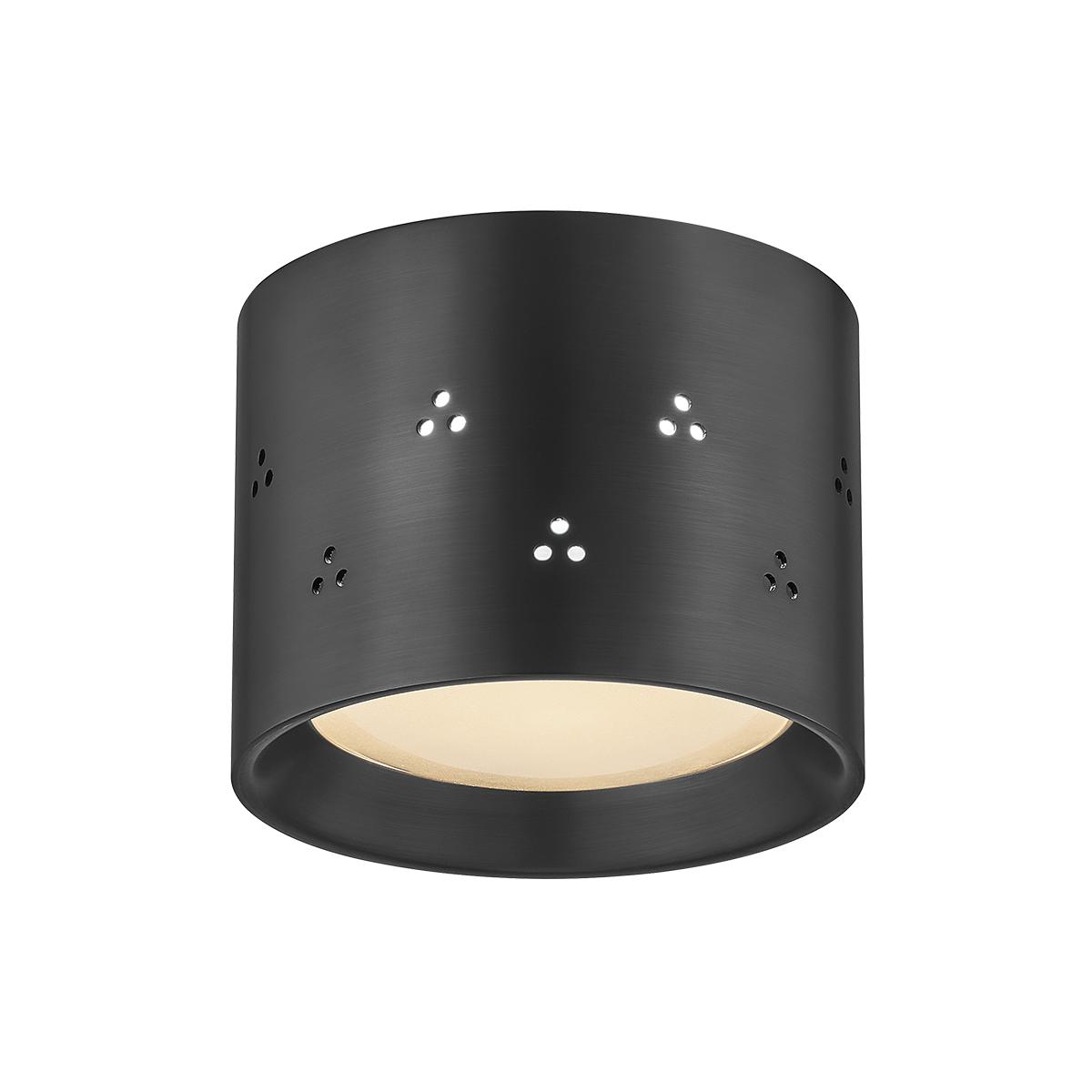 Edisto Flush Mount in dark bronze shown from a second angle to highlight the shade profile and mounting canopy.