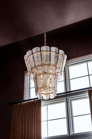 Cassian Chandelier 28.75" styled in a formal living room for warm, layered light at Laurie Yapp Home.