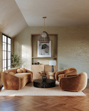 Maester Pendant 24" styled in a bright kitchen for warm, layered light at Laurie Yapp Home.