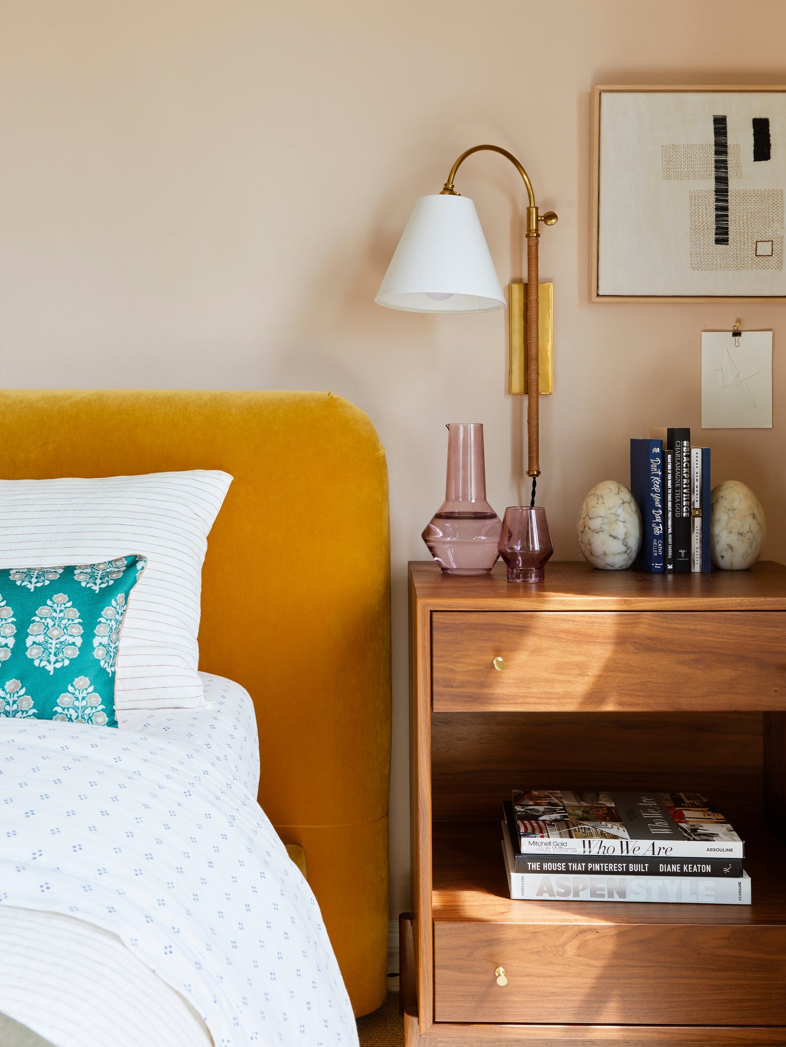 Curves No.1 Plug-In Sconce in aged brass — a Hudson Valley plug-in sconce for bedrooms, living rooms, and reading nooks at Laurie Yapp Home.