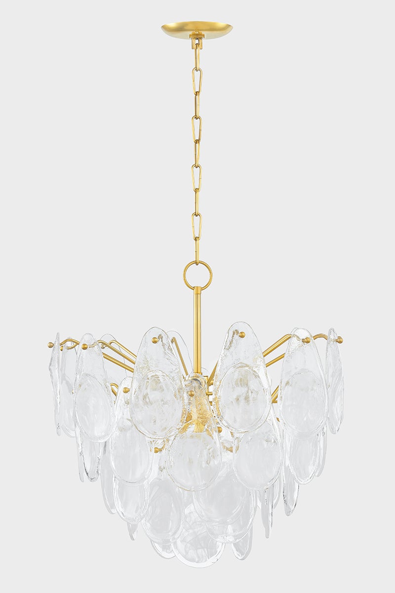 Darcia Chandelier 24" in aged brass — a Hudson Valley chandelier for dining rooms, entries, and living rooms at Laurie Yapp Home.