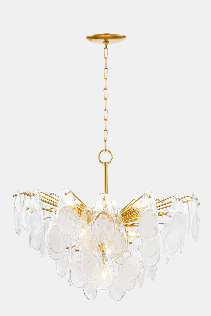 Darcia Chandelier 35.75" in aged brass — a Hudson Valley chandelier for dining rooms, entries, and living rooms at Laurie Yapp Home.