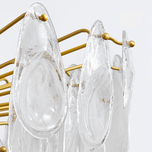 Close-up of the Darcia Chandelier 35.75" in aged brass showing the frame, arms, and shade detail.