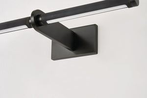 Close-up of the Deptford Picture Light 18" in dark bronze showing the arm curve and shade proportion.