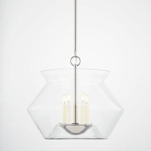 Close-up of the Edmonton Lantern 20.75" in polished nickel showing the frame and glass panel detail.