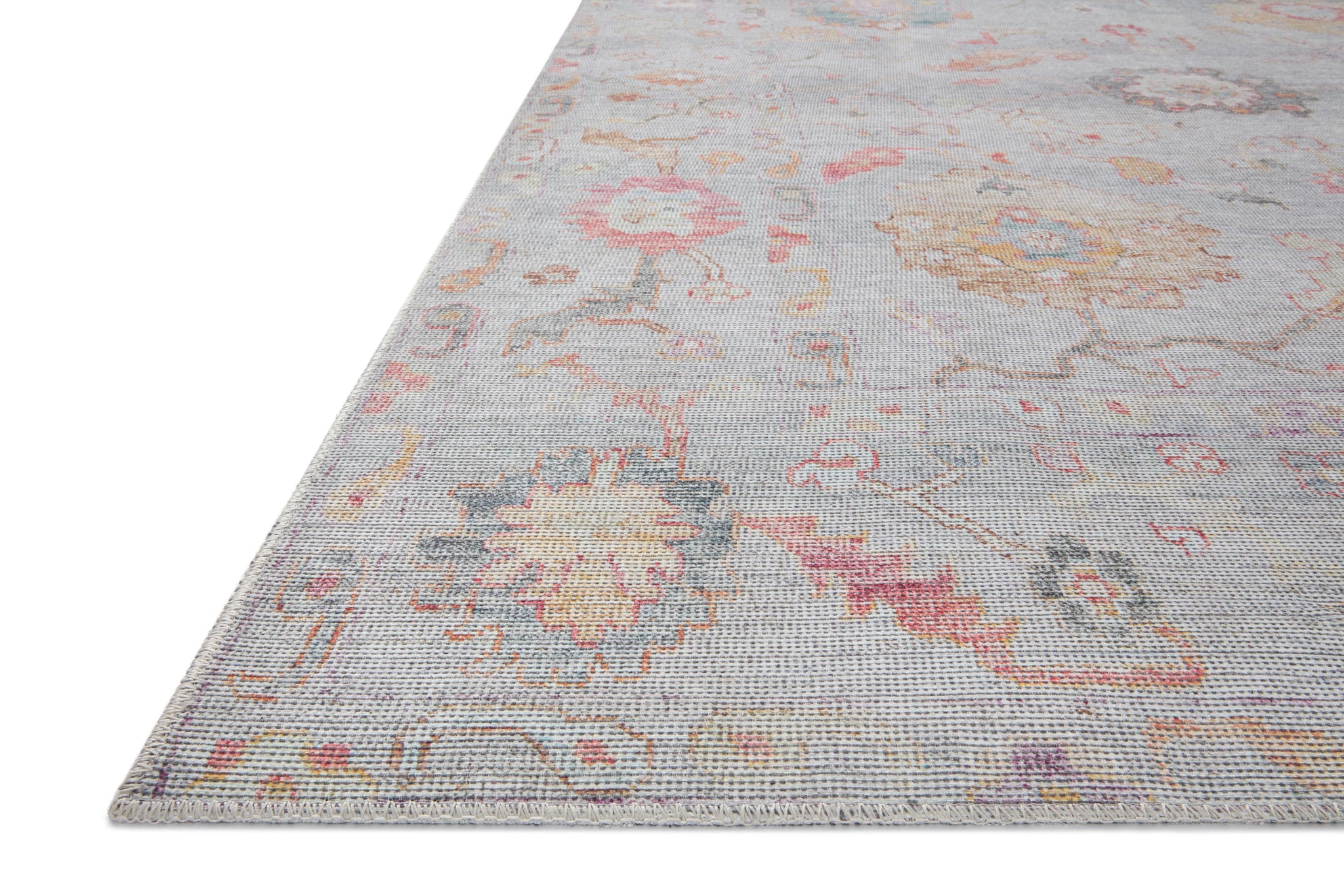 Side view of the Elysium Silver / Multi rug.