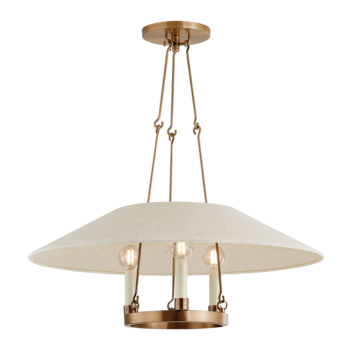Archive Chandelier 25" shown from a second angle to highlight the frame, arms, and shade detail.