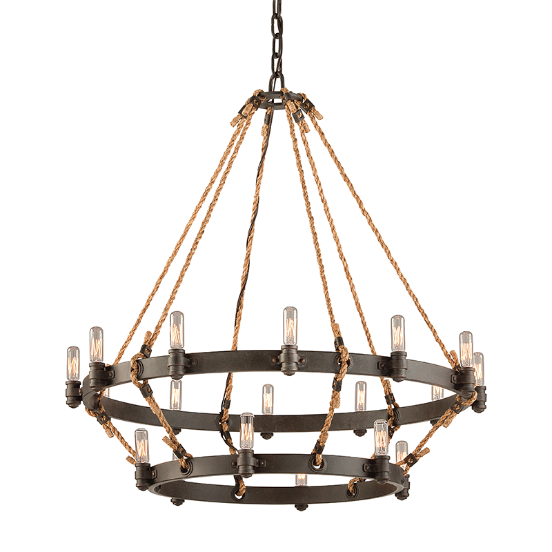 Pike Place Chandelier 32" — a Troy chandelier for dining rooms, entries, and living rooms at Laurie Yapp Home.