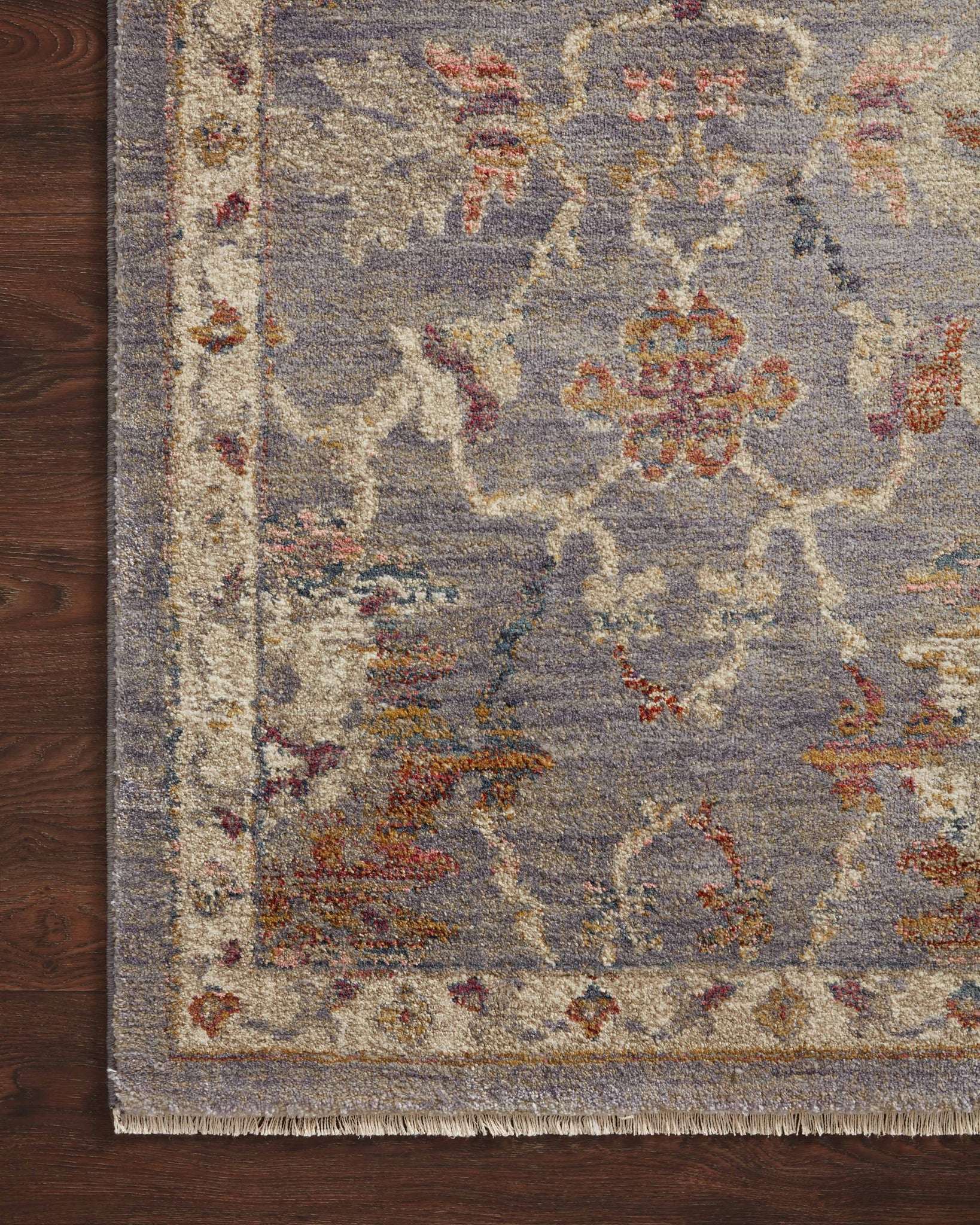 Close-up detail of the Giada Silver / Multi showing its pile and weave.
