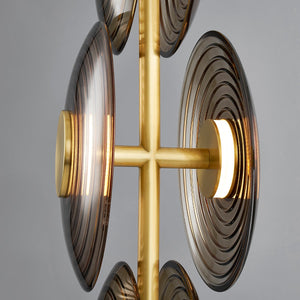 Griston Pendant in aged brass shown from the front to reveal the shade shape and metal detail.