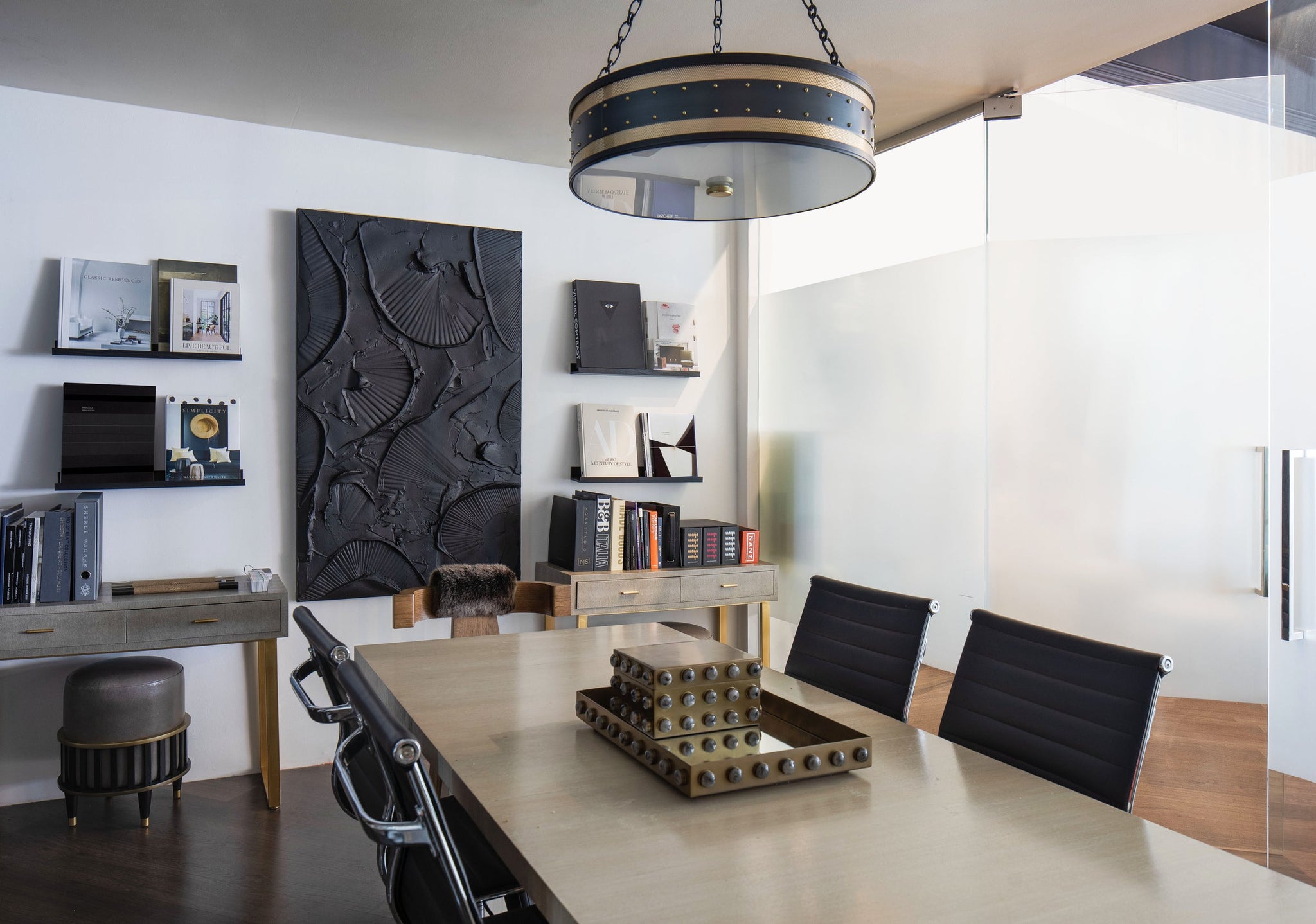Gaines Chandelier 22" styled in an elegant dining room for warm, layered light at Laurie Yapp Home.