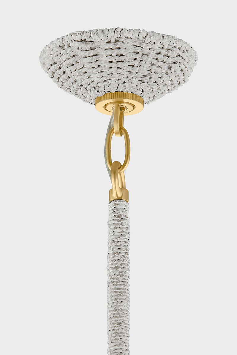 Hampstead Pendant 28" in aged brass — a Hudson Valley pendant for kitchens, entries, and dining rooms at Laurie Yapp Home.
