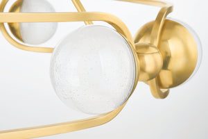 Hartford Chandelier 30.5" in aged brass shown from a second angle to highlight the frame, arms, and shade detail.