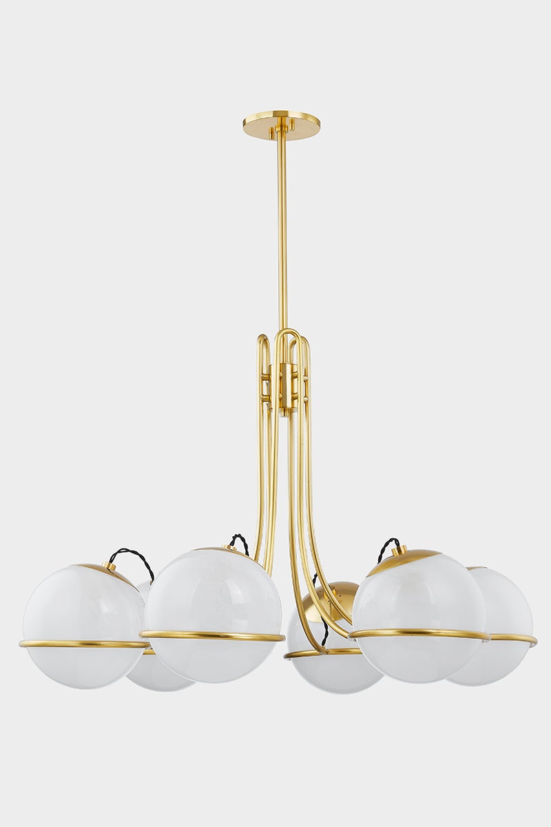 Hingham Chandelier in aged brass — a Hudson Valley chandelier for dining rooms, entries, and living rooms at Laurie Yapp Home.