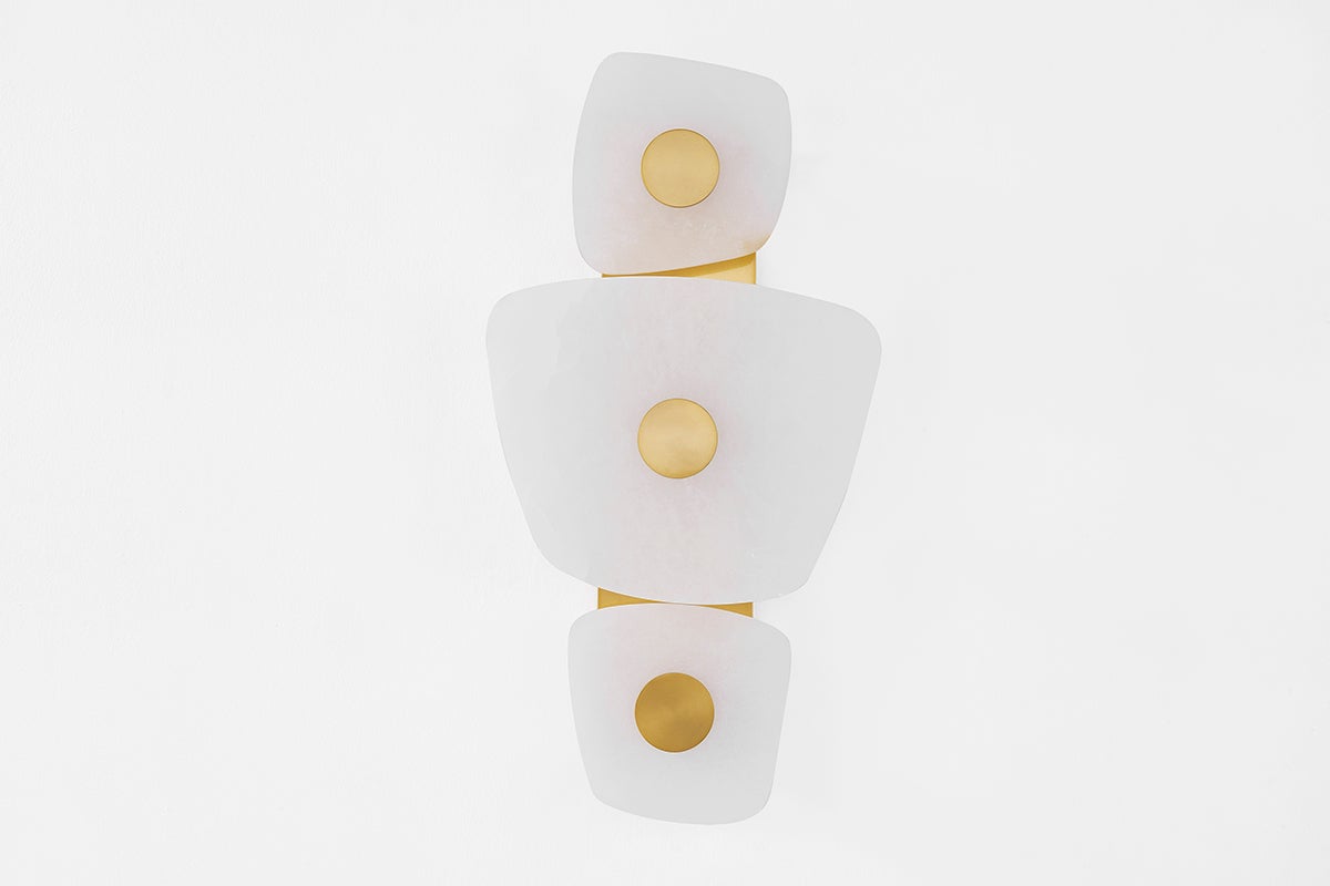 Holmdel Wall Sconce in aged brass — a Hudson Valley wall sconce for bathrooms, hallways, and living rooms at Laurie Yapp Home.