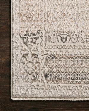 Side view of the Homage Ivory / Silver rug.