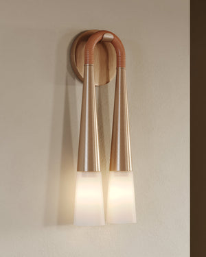 Hawke Wall Sconce styled in a warmly lit hallway for warm, layered light at Laurie Yapp Home.