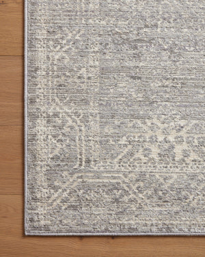 Side view of the Indra Silver / Ivory rug.