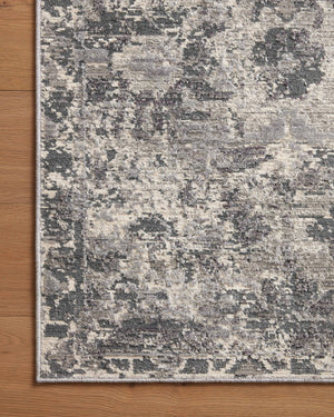 Side view of the Indra Charcoal / Silver rug.