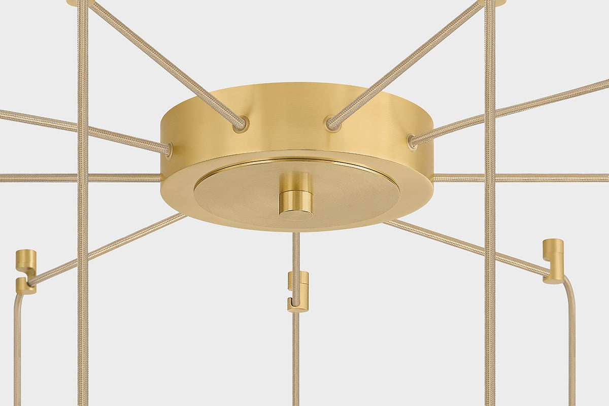Ironwood Chandelier 30" x 38.25" in aged brass — a Hudson Valley chandelier for dining rooms, entries, and living rooms at Laurie Yapp Home.