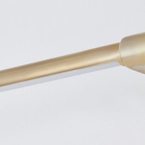 Close-up of the Jerome Picture Light 30" in aged brass showing the arm curve and shade proportion.