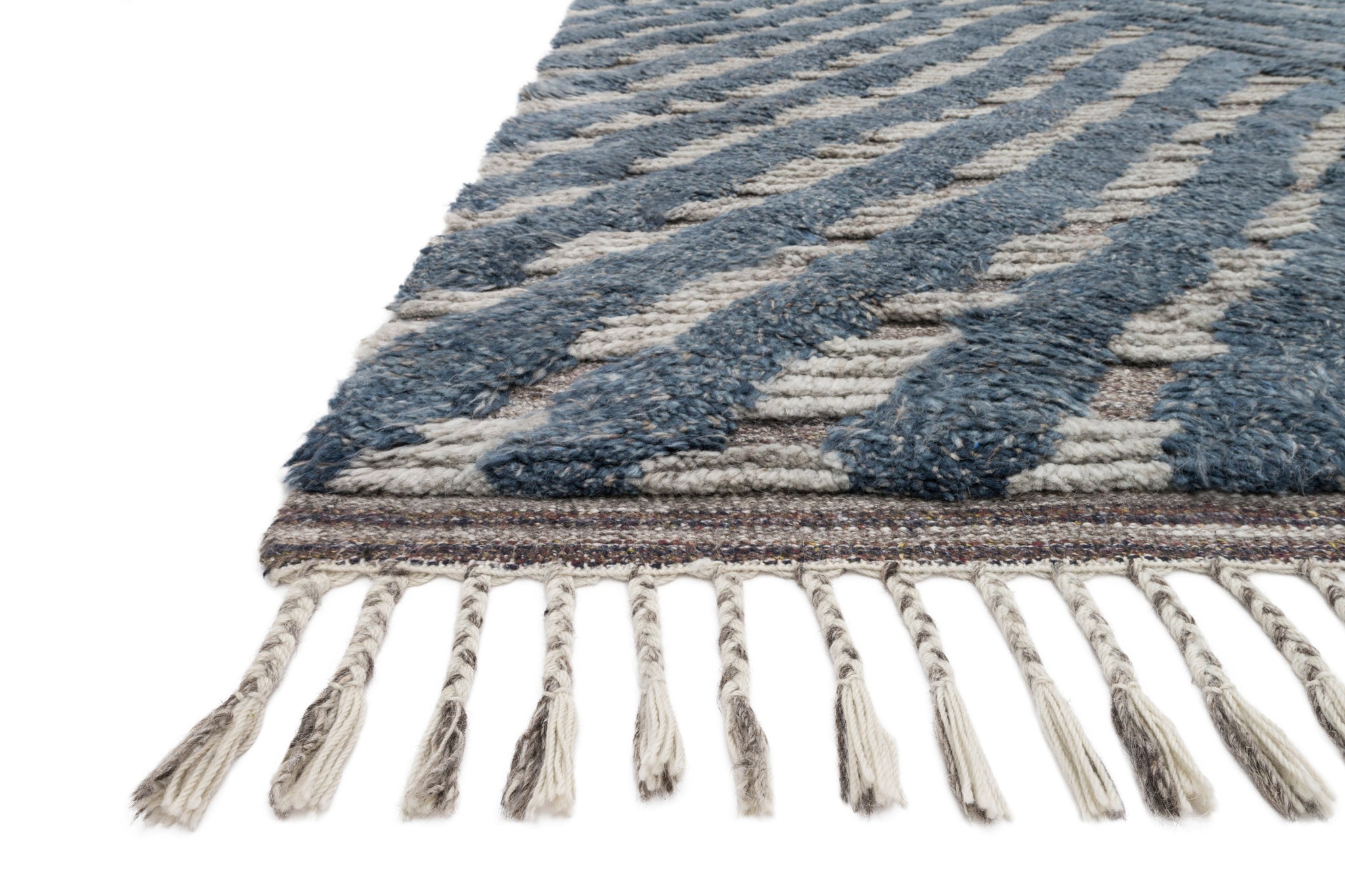Side view of the Khalid Blue / Pewter rug.