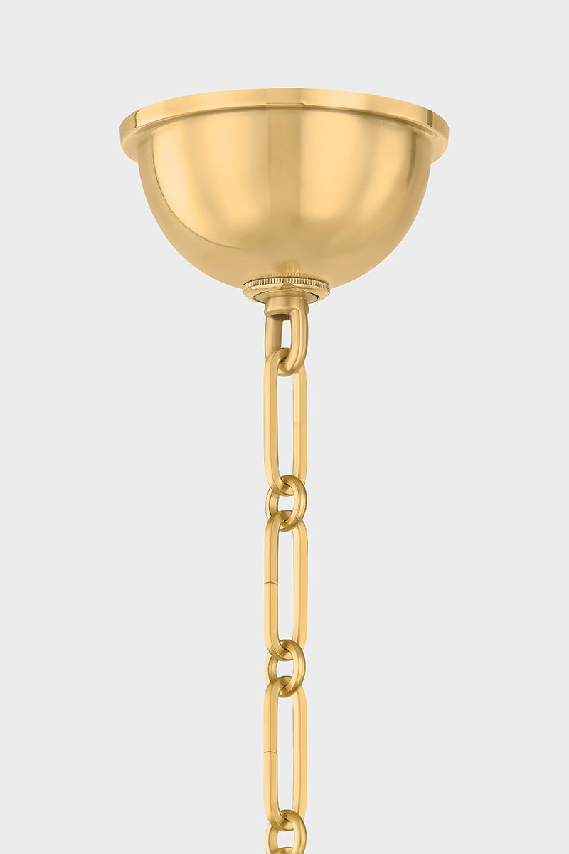 Kensington Pendant 10" in aged brass — a Hudson Valley pendant for kitchens, entries, and dining rooms at Laurie Yapp Home.