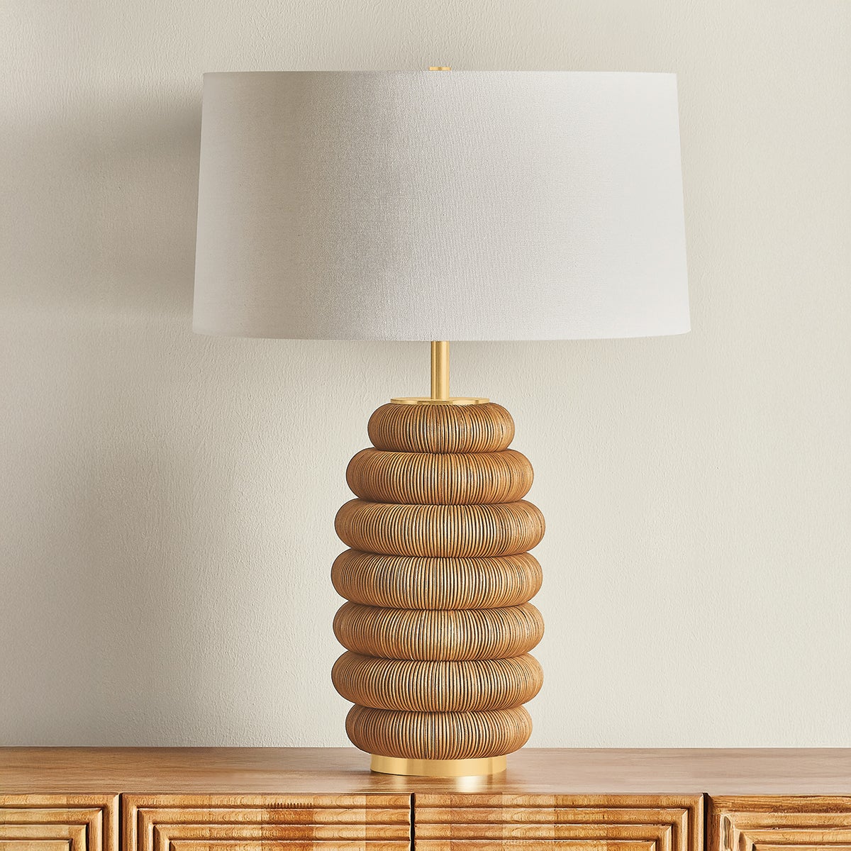 Winbrook Table Lamp in aged brass — a Hudson Valley table lamp for living rooms, entries, and bedrooms at Laurie Yapp Home.