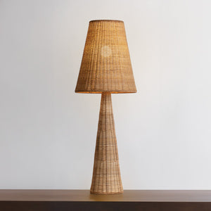 Fair Haven Table Lamp in aged brass shown from a second angle to highlight the base and shade proportions.