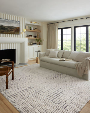 Levitt Shag Ivory / Grey shown from a different angle to reveal its pattern.
