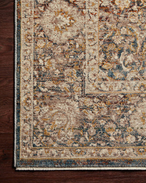 Side view of the Lourdes Charcoal / Ivory rug.