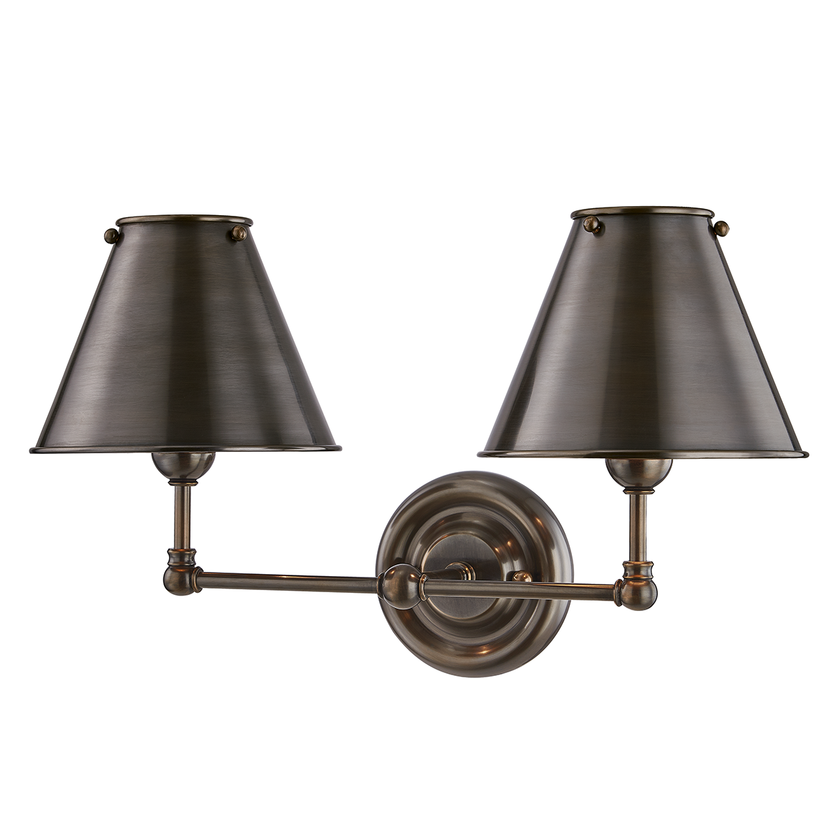 Classic No.1 Wall Sconce (Metal Shade) 18.25" x 10.5" in aged brass — a Hudson Valley wall sconce for bathrooms, hallways, and living rooms at Laurie Yapp Home.