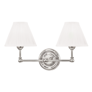 Classic No.1 Wall Sconce (Metal Shade) 18.25" x 10.5" in polished nickel shown from the front to reveal the arm curve and shade silhouette.