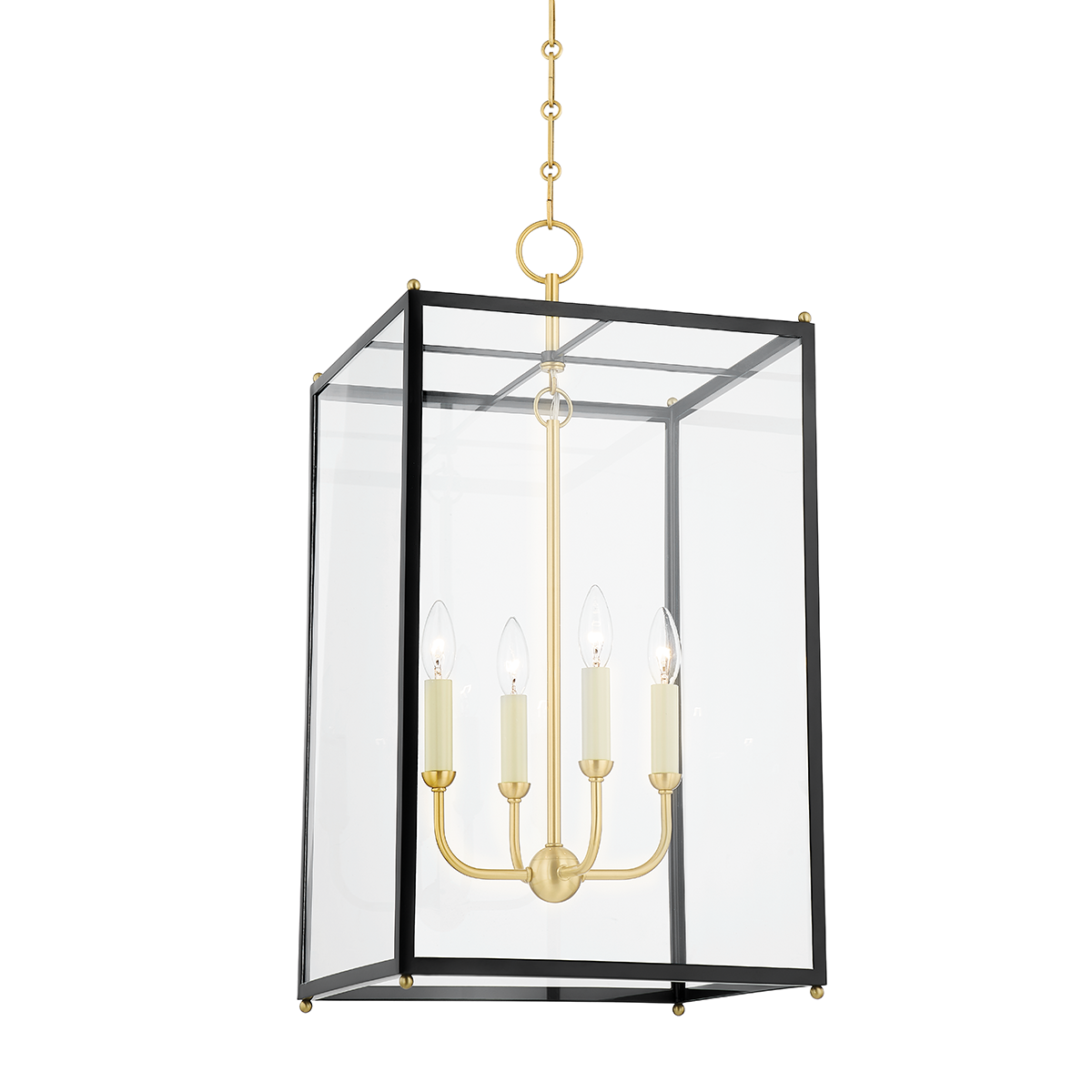 Chaselton Lantern 15" in aged brass — a Hudson Valley lantern for entries, foyers, and covered porches at Laurie Yapp Home.