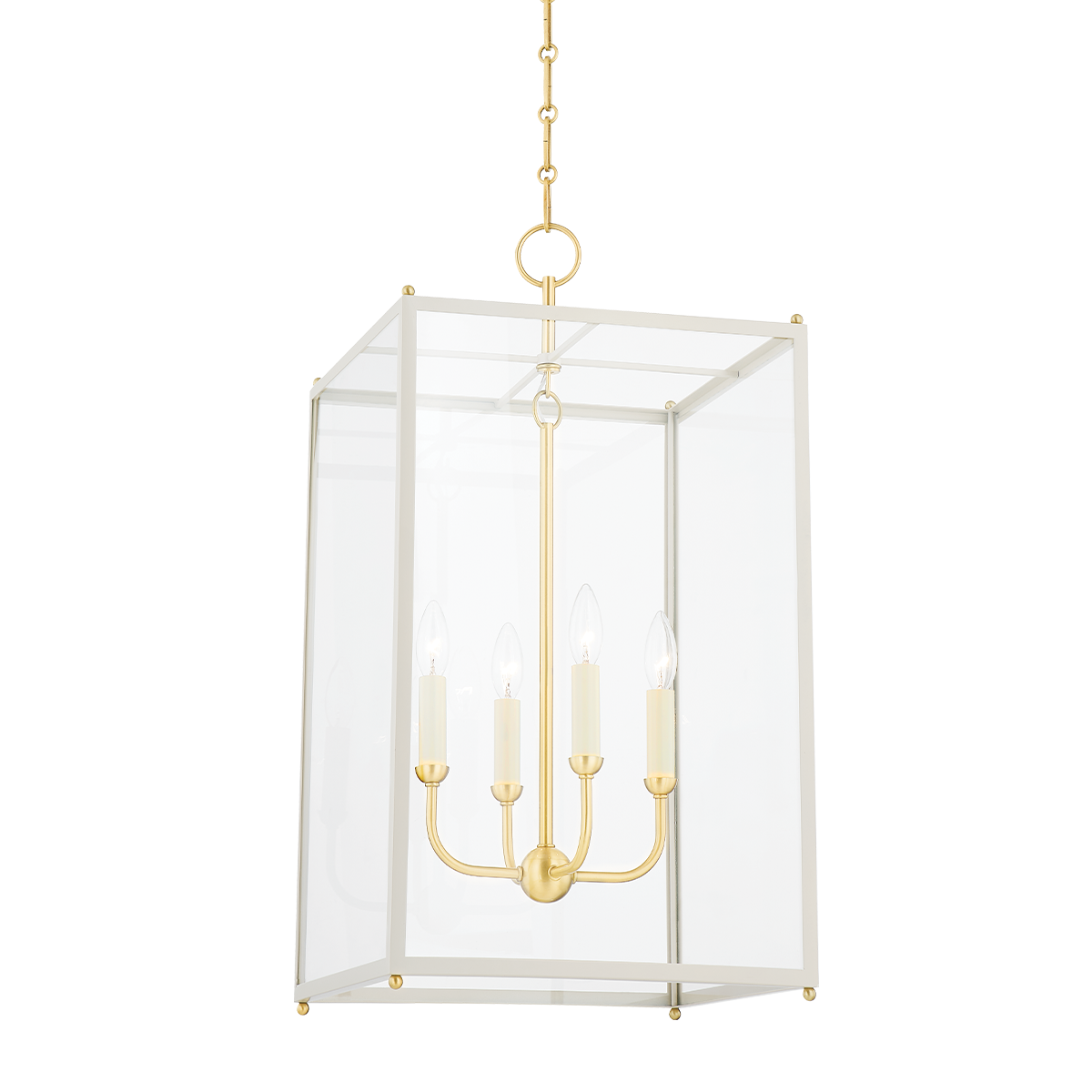 Chaselton Lantern 15" in aged brass — a Hudson Valley lantern for entries, foyers, and covered porches at Laurie Yapp Home.