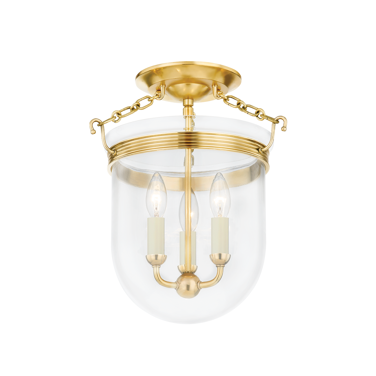 Rousham Semi Flush in aged brass — a Hudson Valley semi flush for hallways, bedrooms, and entryways at Laurie Yapp Home.