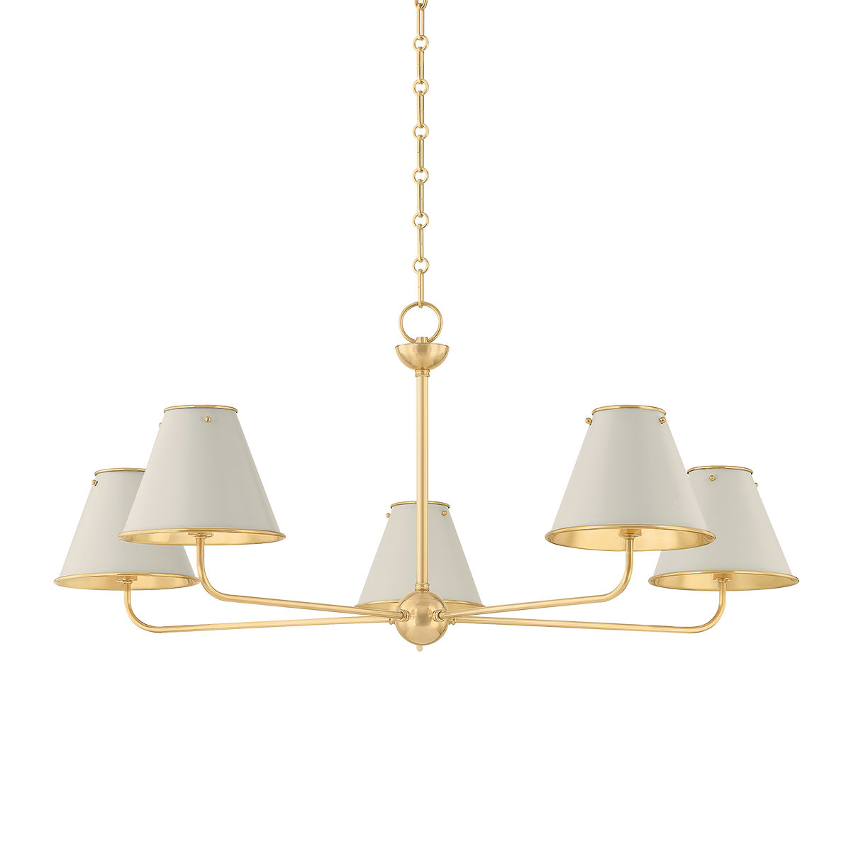 Burghley Chandelier in aged brass — a Hudson Valley chandelier for dining rooms, entries, and living rooms at Laurie Yapp Home.