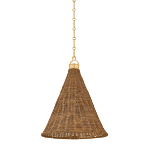Kensington Pendant 14.75" in aged brass — a Hudson Valley pendant for kitchens, entries, and dining rooms at Laurie Yapp Home.
