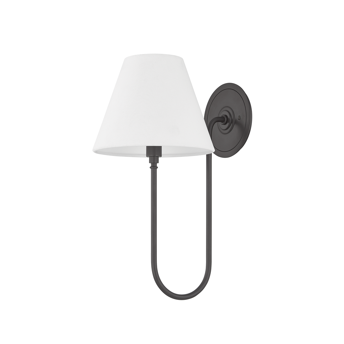 Hawthorne Wall Sconce in dark bronze shown from a second angle to highlight the arm curve and shade silhouette.
