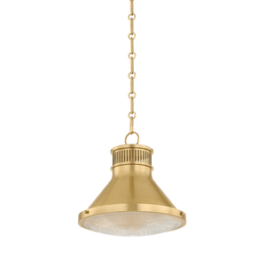 Highclere Pendant 12.75" in aged brass — a Hudson Valley pendant for kitchens, entries, and dining rooms at Laurie Yapp Home.