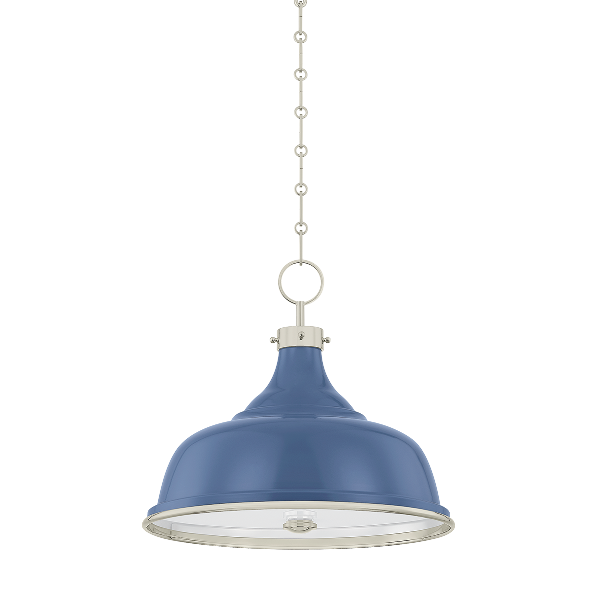 Close-up of the Painted No. 1 Pendant 18" in polished nickel showing the shade shape and metal detail.
