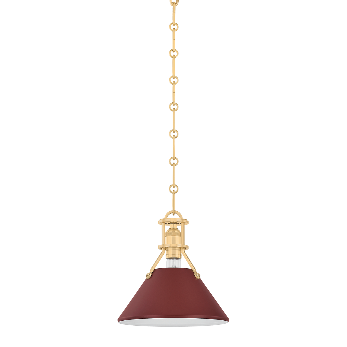 Painted No.2 Pendant in aged brass — a Hudson Valley pendant for kitchens, entries, and dining rooms at Laurie Yapp Home.