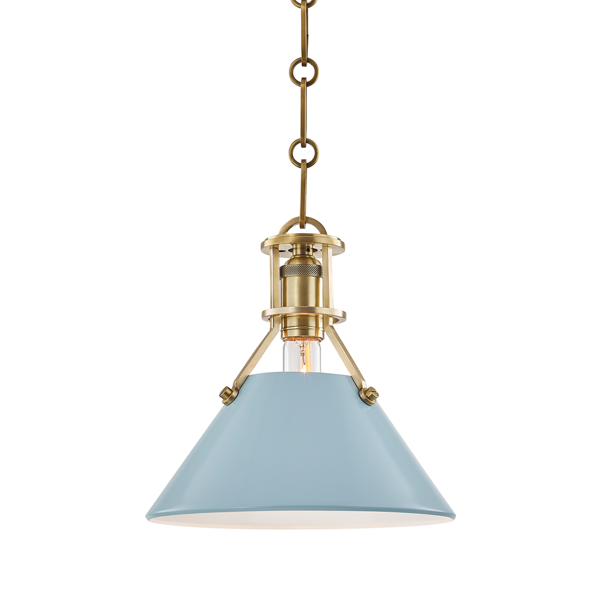 Painted No.2 Pendant in aged brass — a Hudson Valley pendant for kitchens, entries, and dining rooms at Laurie Yapp Home.