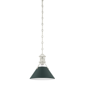 Close-up of the Painted No.2 Pendant in polished nickel showing the shade shape and metal detail.