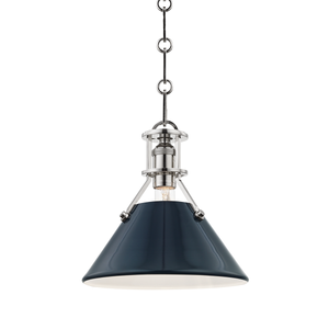 Close-up of the Painted No.2 Pendant in polished nickel showing the shade shape and metal detail.