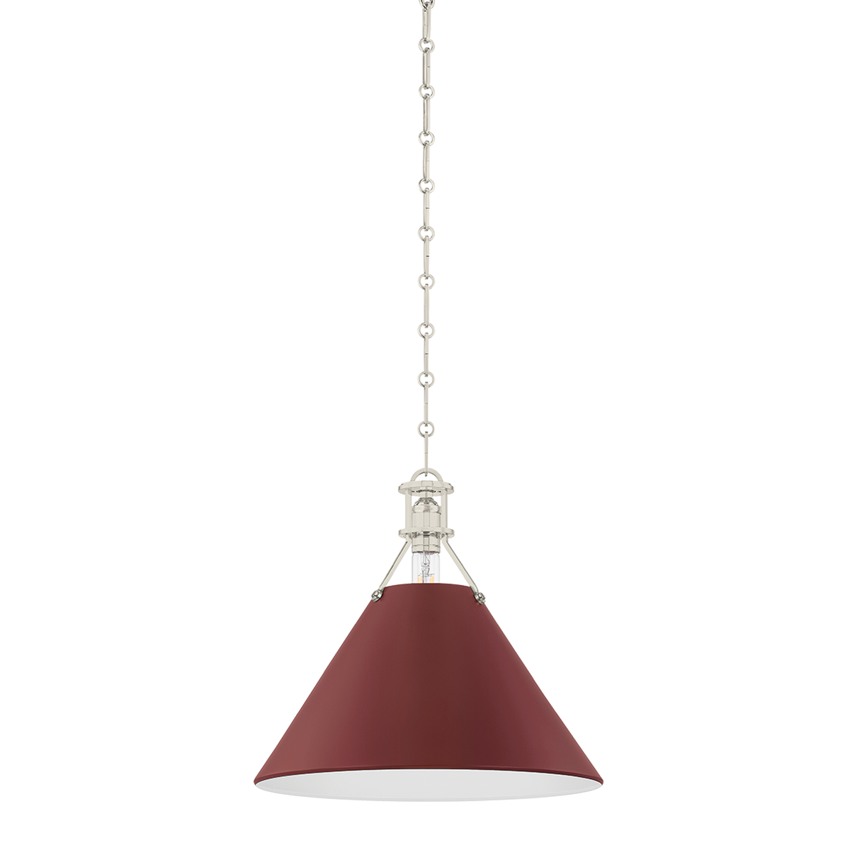Close-up of the Painted No. 2 Pendant 16" in polished nickel showing the shade shape and metal detail.
